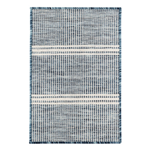 Malta Blue Handwoven Wool Custom Rug