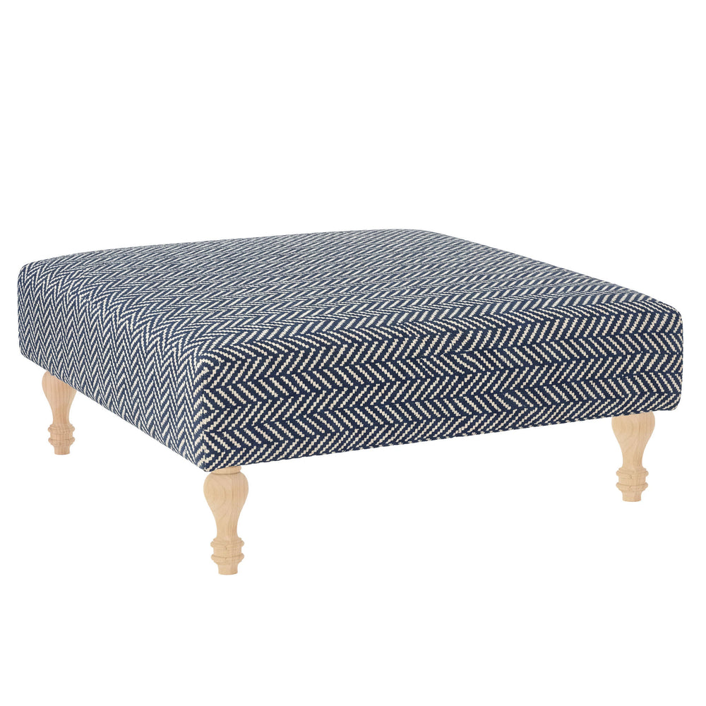 Herringbone Rug Ottoman | Indigo