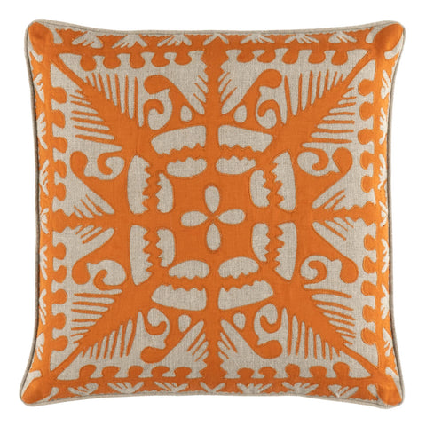 Knight Wood Linen Orange Decorative Pillow Cover