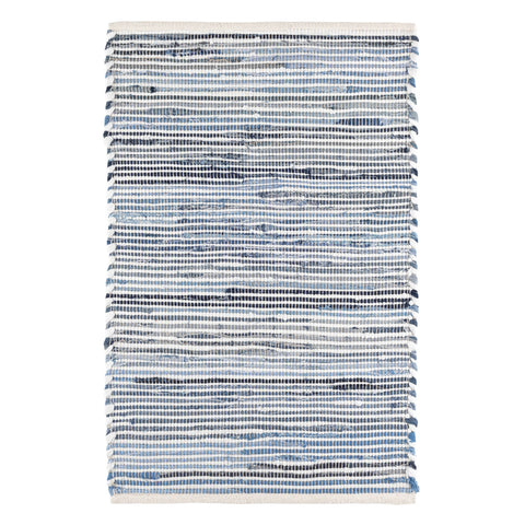 Denim Rag Ribbed Handwoven Cotton Rug | Blue