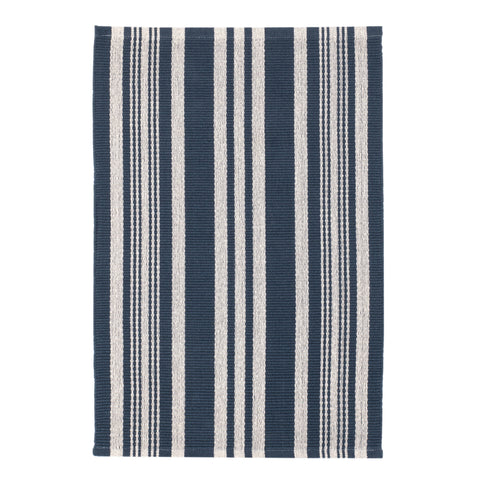Irving Stripe Handwoven Cotton Rug | Navy