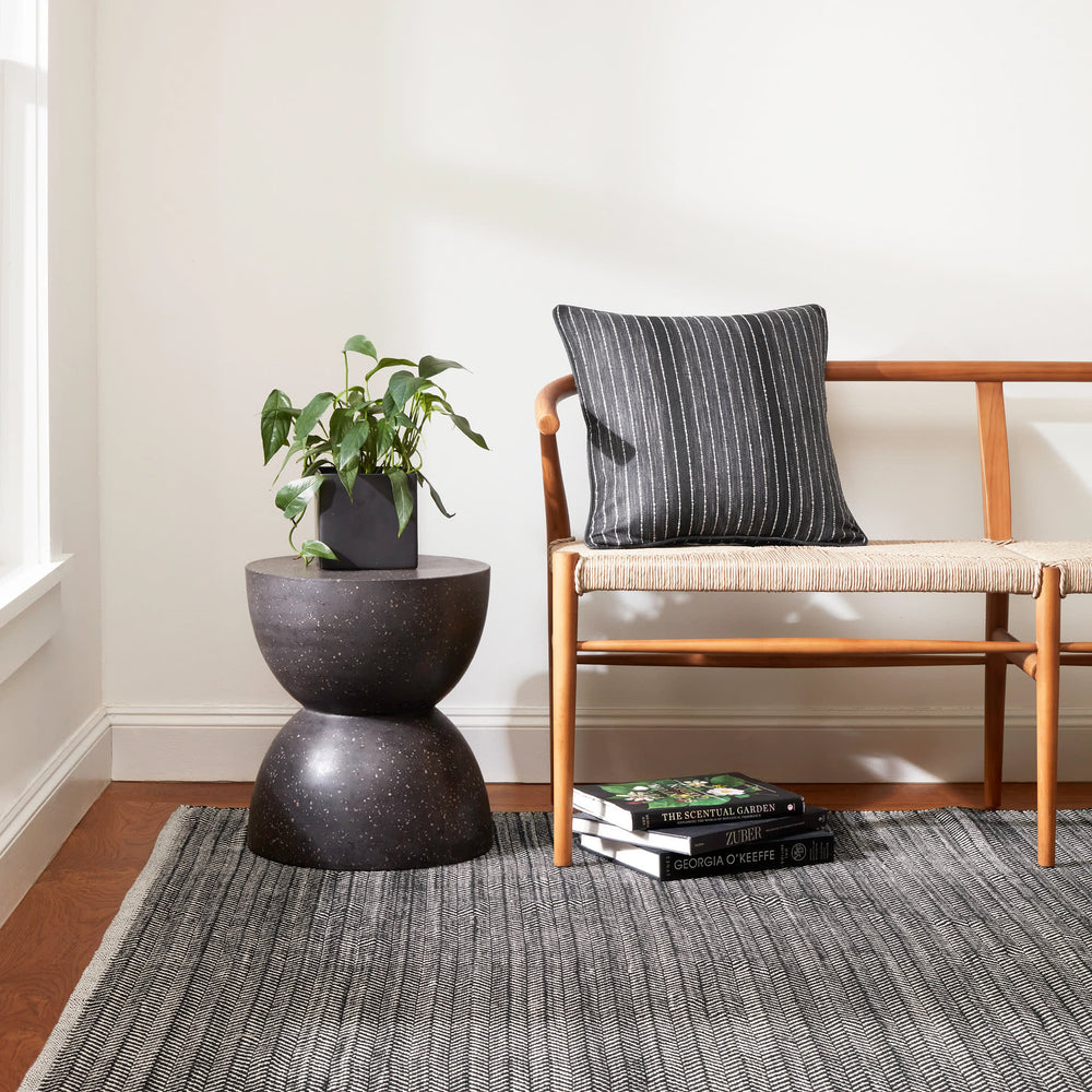 Herringbone Handwoven Cotton Rug | Black