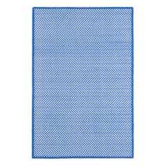 Herringbone French Blue/White Handwoven Indoor/Outdoor Custom Rug