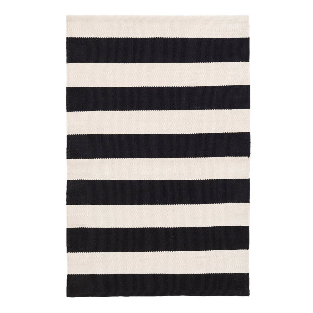 Catamaran Stripe Handwoven Indoor/Outdoor Rug | Black/Ivory