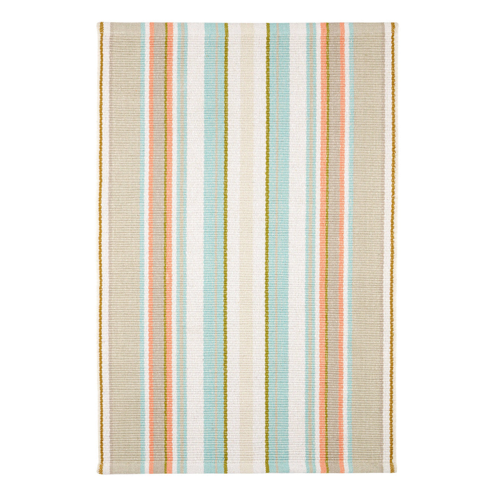 Daphne Stripe Handwoven Cotton Rug | Sky