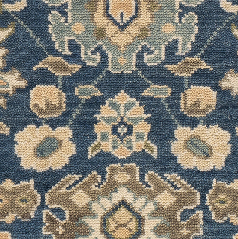 Camille Navy Hand Knotted Wool Rug Swatch