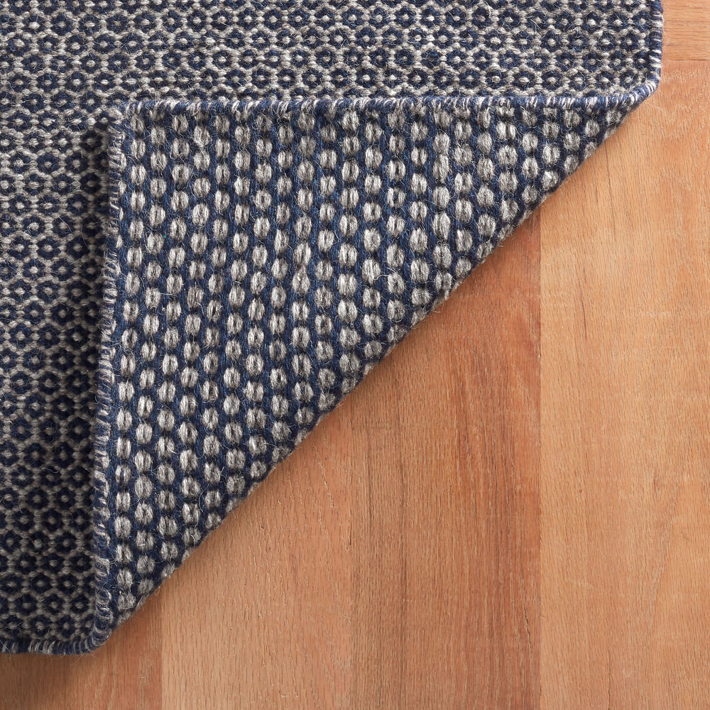 Honeycomb Handwoven Wool Rug | Indigo/Grey