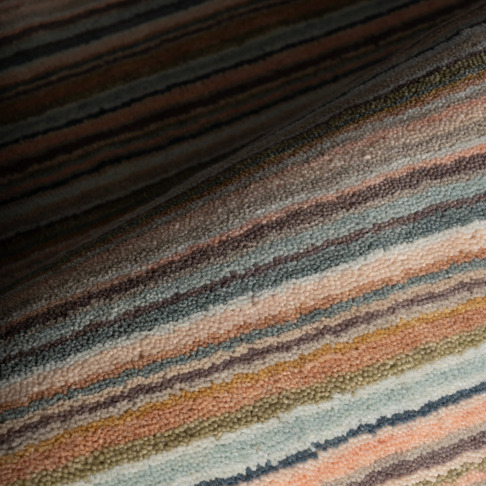 Brindle Stripe Hand Loom Knotted Wool Rug | Clay