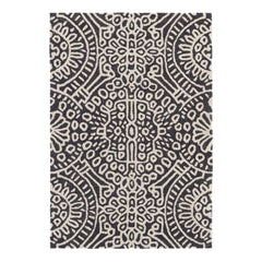 Temple Hand Micro Hooked Wool Rug | Charcoal