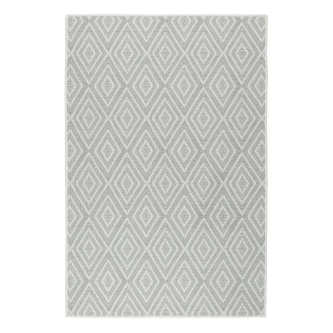 Diamond Machine Washable Rug | Platinum/White