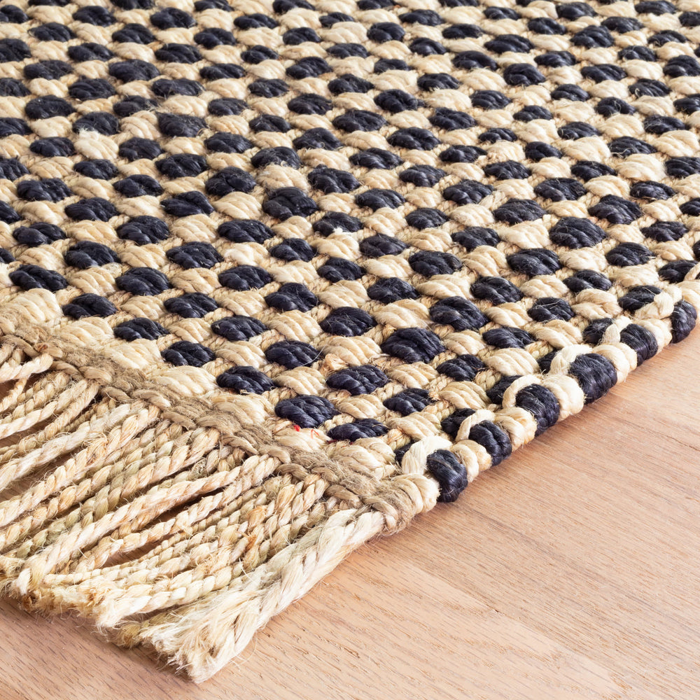 Kuba Handwoven Jute Rug | Black