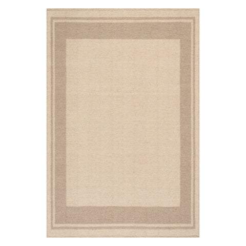 Canon Bordered Wool Cozy Rug | Beige
