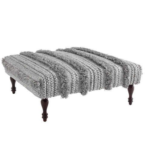 Zhara Stripe Grey Rug Ottoman Frame