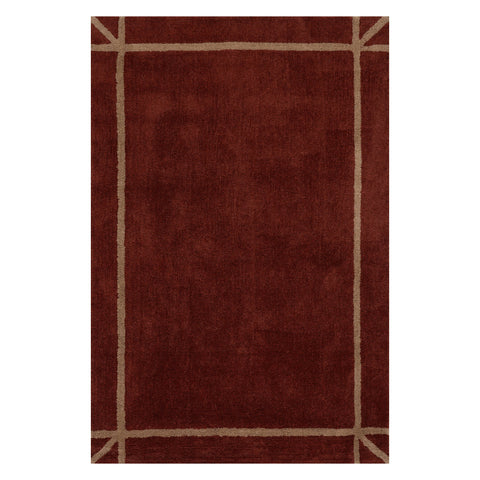 Sivra Scandinavian Bordered Cotton Rug | Maroon