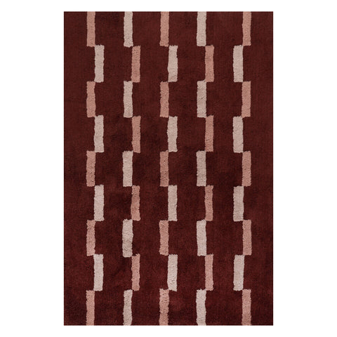 Sativae Scandinavian Geometric Cotton Rug | Maroon