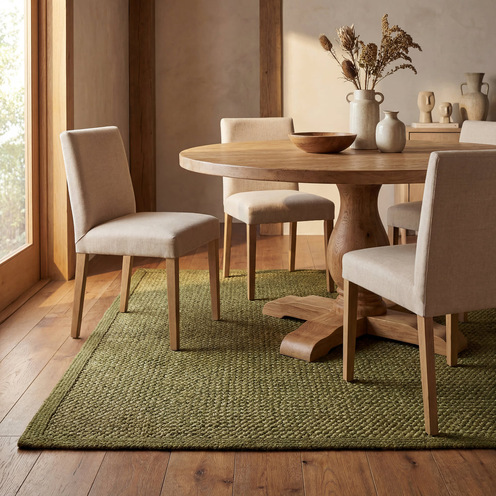 Thale Textured Handmade Jute Rug | Moss