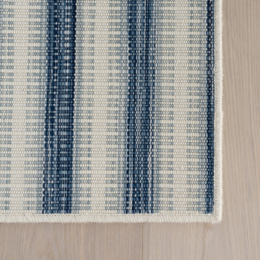 Calee Striped Woven Wool Custom Rug | Blue