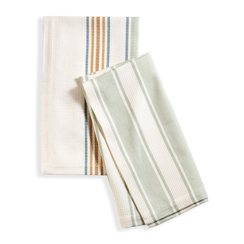 Oakes Stripe Sage Tea Towel Set of 2