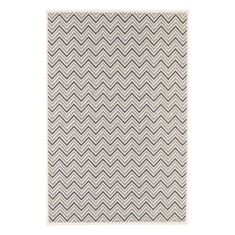 Happy Chevron Navy Woven Indoor/Outdoor Custom Rug