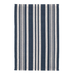 Irving Stripe Navy Handwoven Cotton Rug