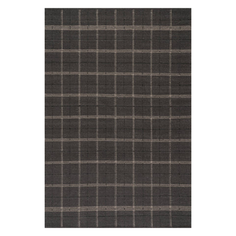 Downing Plaid Wool Cozy Rug | Black