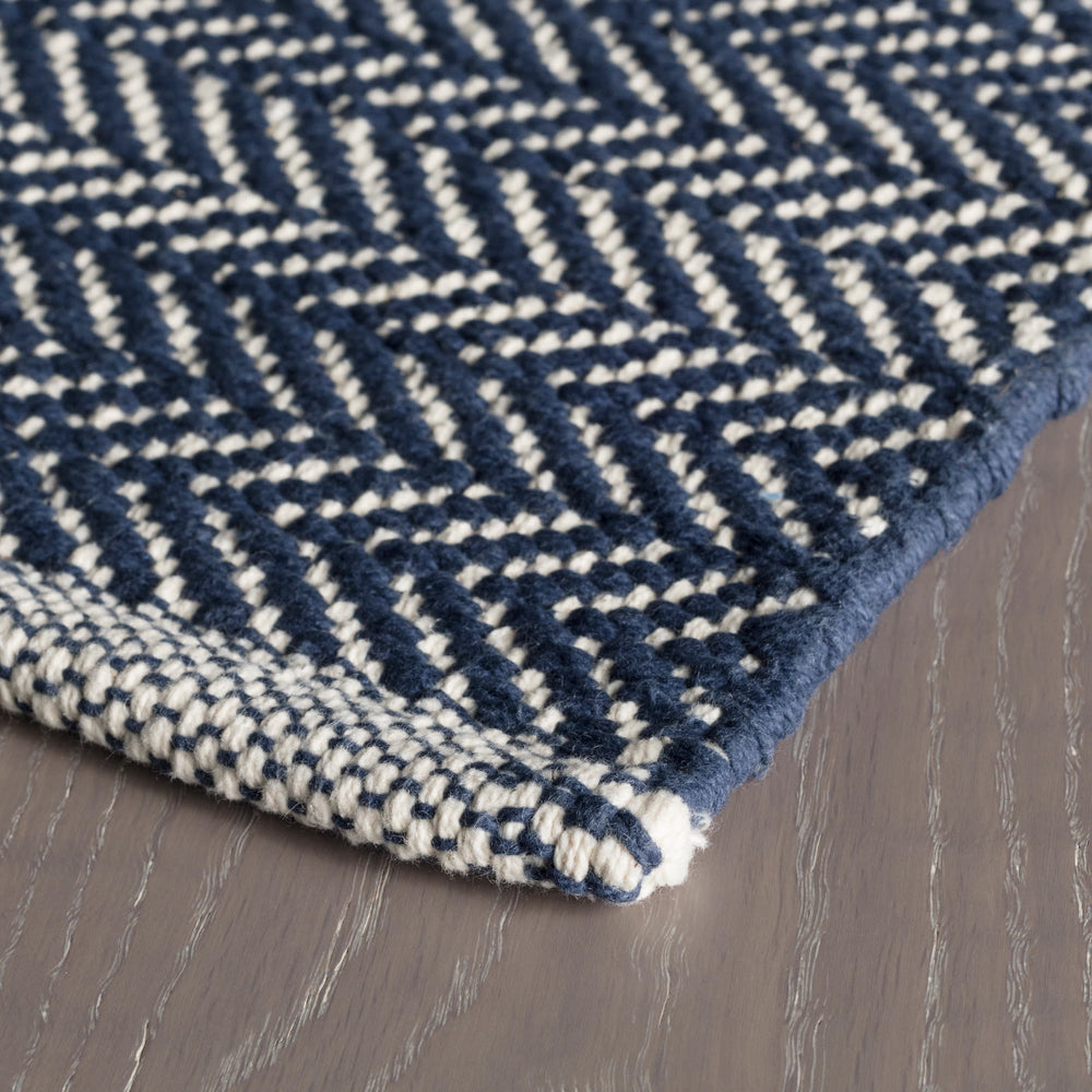 Herringbone Handwoven Cotton Rug | Indigo