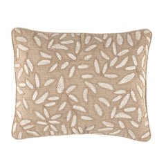 Amelia Embroidered Natural Decorative Pillow Cover