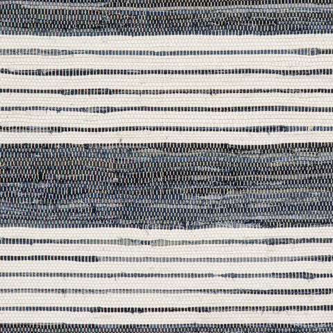 Diora Denim Bohemian Striped Rug Swatch | White