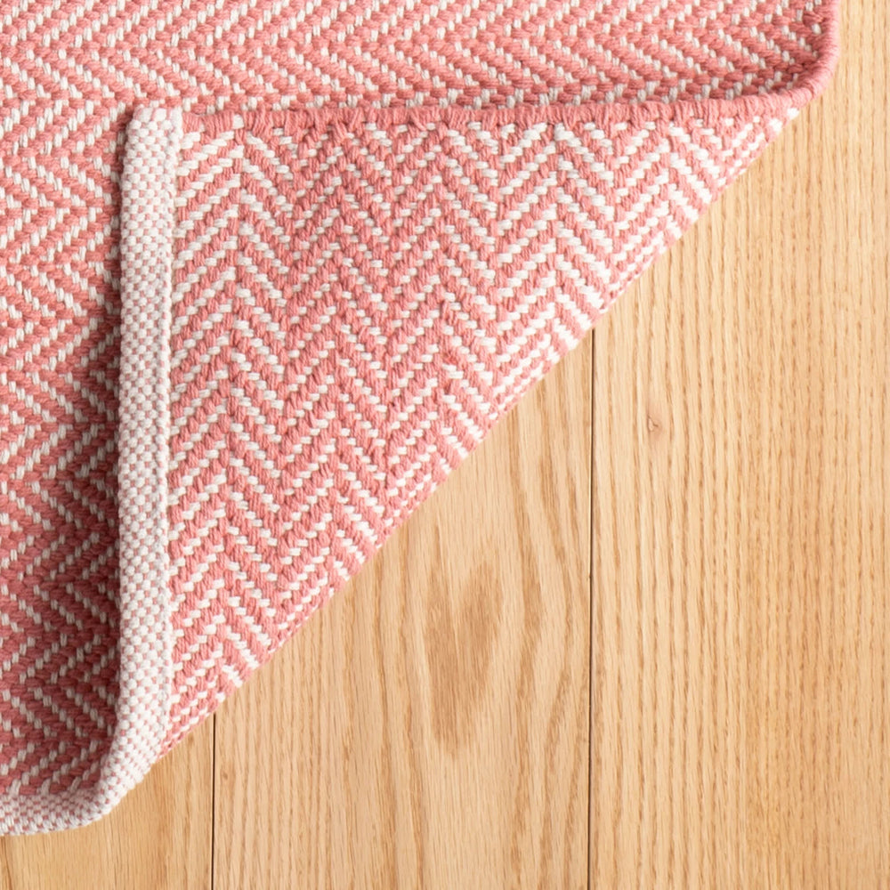 Herringbone Handwoven Cotton Rug | Coral