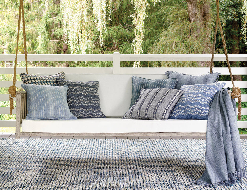 Scout Embroidered Indigo Indoor/Outdoor Decorative Pillow Cover