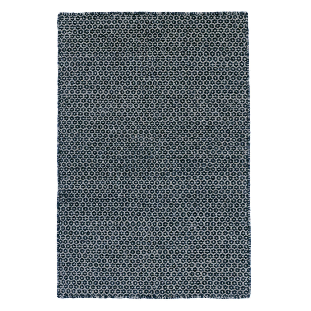 Honeycomb Handwoven Wool Rug | Indigo/Grey