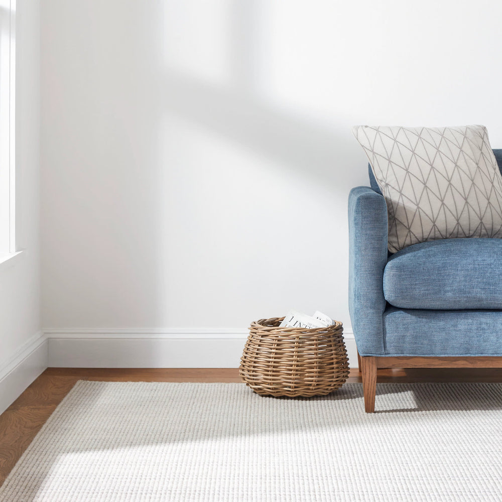 Warren Ticking Woven Wool Custom Rug | Silver