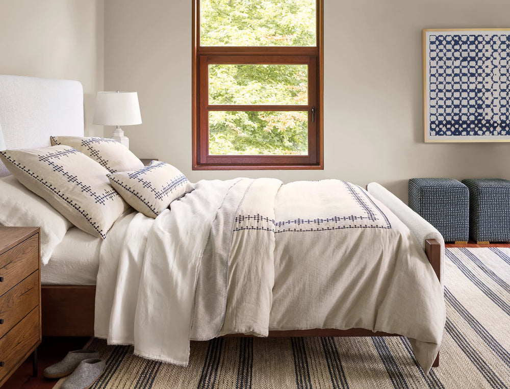 Cielo Stripe Handwoven Cotton Rug | Navy