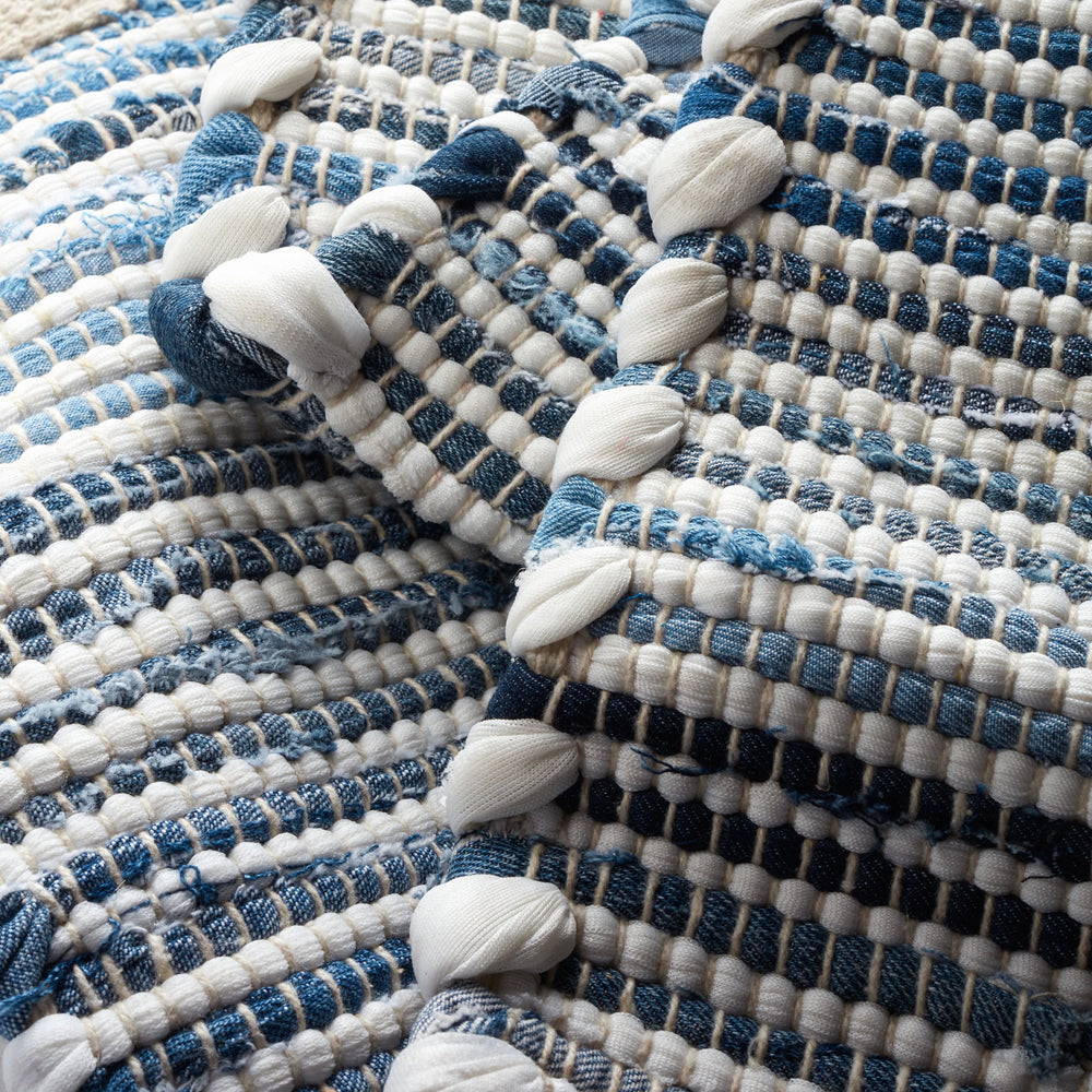 Denim Rag Ribbed Handwoven Cotton Rug | Blue