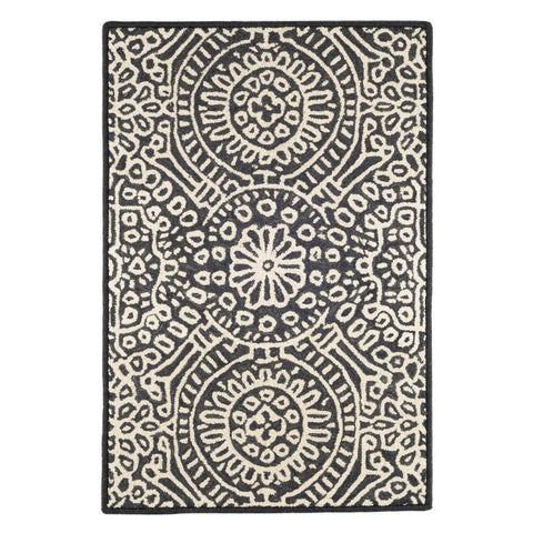 Temple Charcoal Hand Micro Hooked Wool Custom Rug