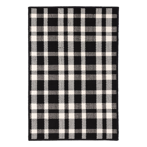 Tattersall Handwoven Indoor/Outdoor Custom Rug | Black