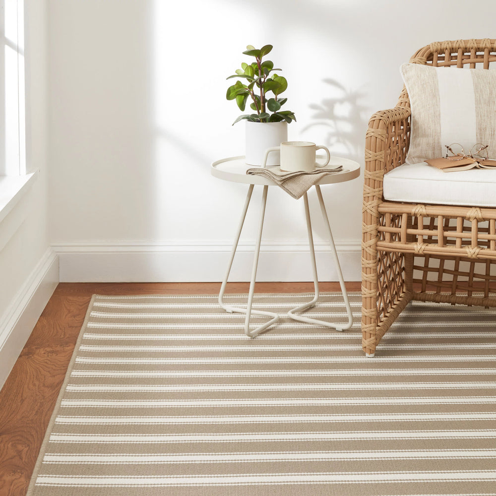 Maysville Stripe Woven Indoor/Outdoor Custom Rug | Khaki