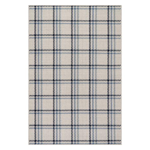 Rhona Plaid Woven Wool Custom Rug | Blue