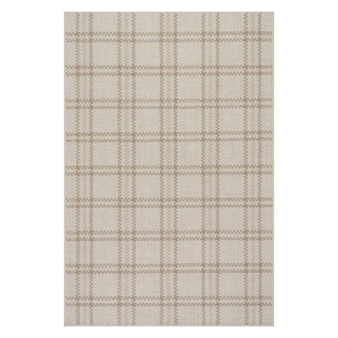 Rhona Plaid Woven Wool Custom Rug | Beige