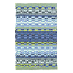 Fiesta Stripe Handwoven Indoor/Outdoor Rug | French Blue/Green