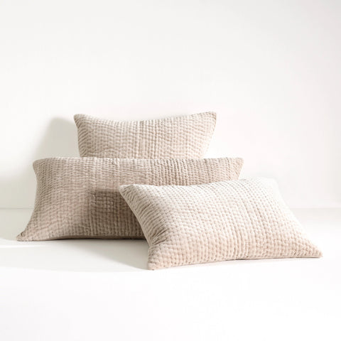Viola Velvet Quilted Sham | Grey