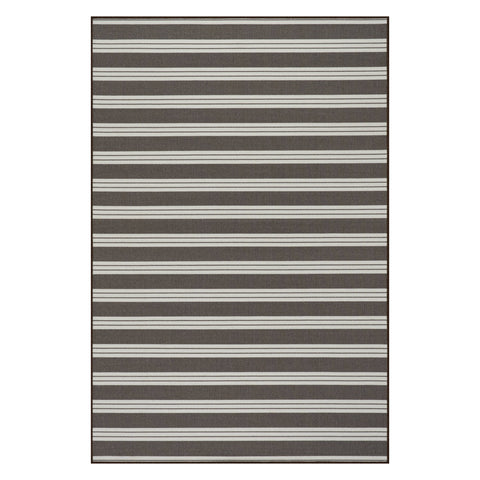 Meredith Wide Striped Indoor/Outdoor Custom Rug | Brown