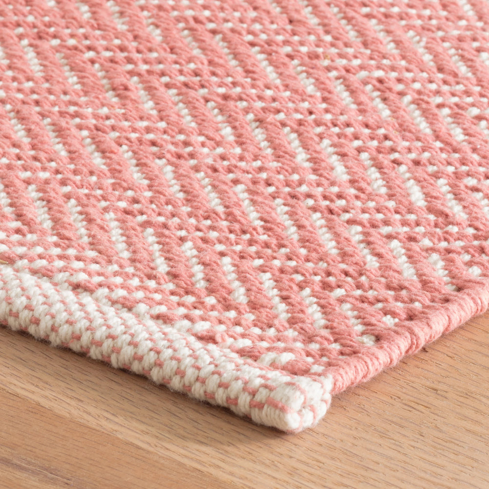 Herringbone Handwoven Cotton Rug | Coral