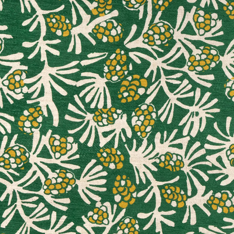 Winter Pinecones Green Machine Washable Rug Swatch