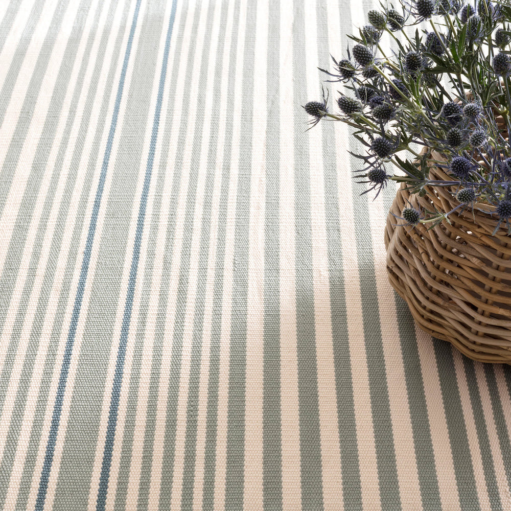 Rugby Stripe Handwoven Indoor/Outdoor Rug | Light Blue