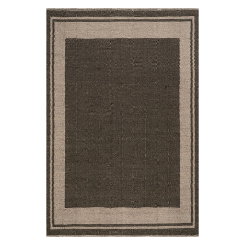 Canon Bordered Wool Cozy Rug | Charcoal