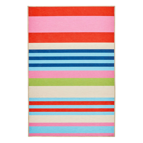 Beach Stripe Multi Machine Washable Rug