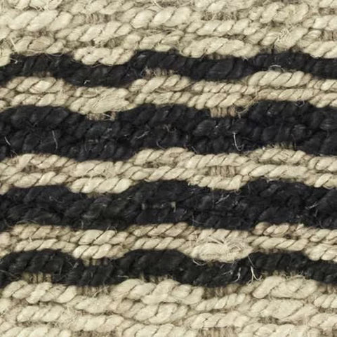 Jute Ticking Black Handwoven Jute Rug Swatch