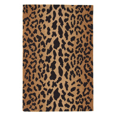 Leopard Hand Micro Hooked Wool Rug | Brown