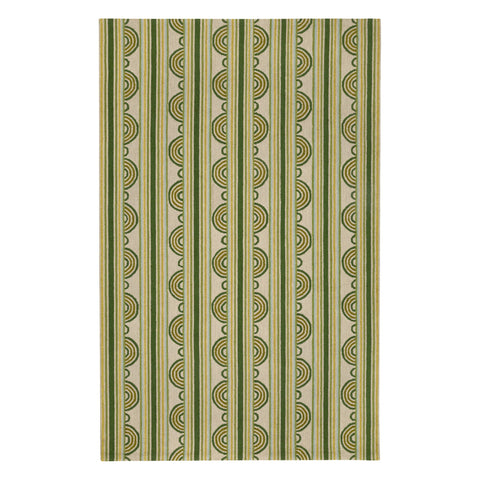 Button Hand Micro Hooked Wool Rug | Olive